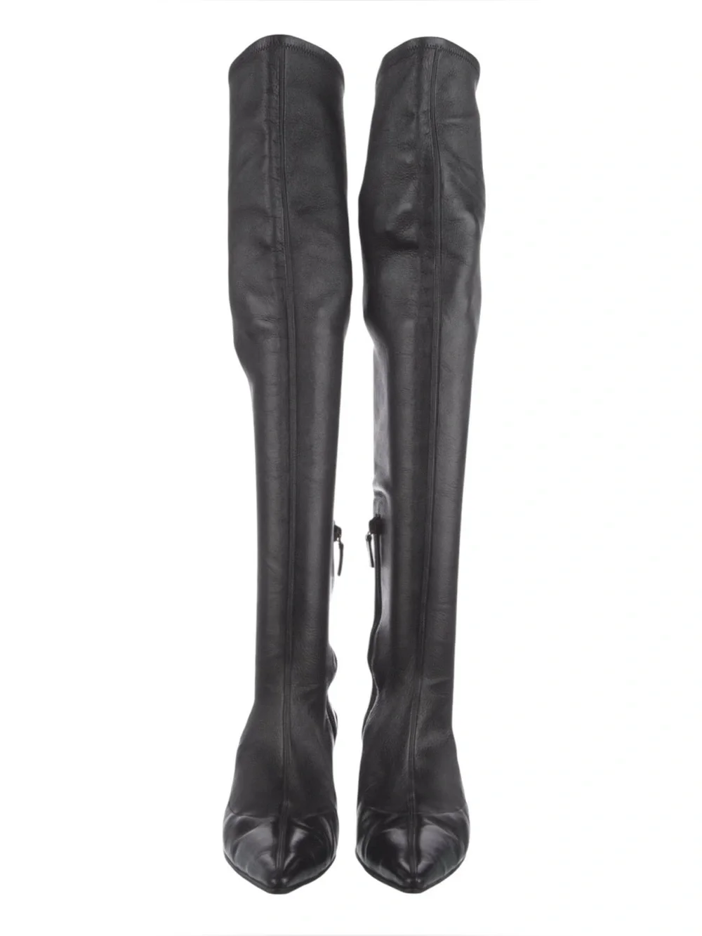 GUCCI TOM FORD FW 2003 Runway Black Leather Studded Kitten Heel OTK Boots 37
